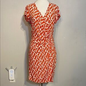Laundry by Design Orange Sheath Bodycon Midi Dress V-Neck